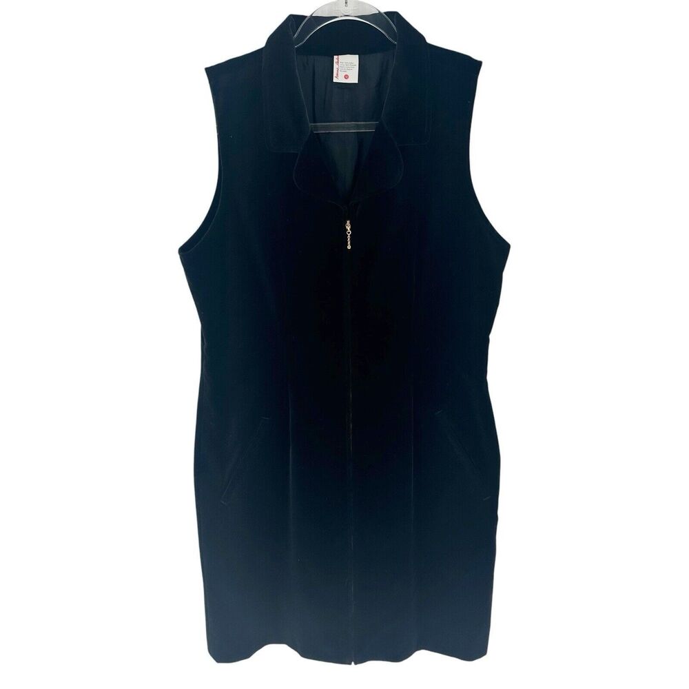 Hanna Andersson Dress Women 12 Black Velvet Sleeveless Pockets Zip Holiday Party